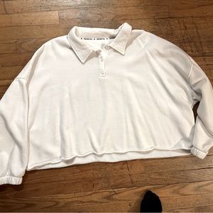 Aeries Cropped Collar Sweater- White